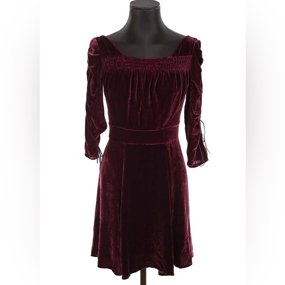 The Kooples Bliss Velvet Burgundy Dress Goth - Picture 4 of 5